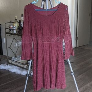 American Rag bell sleeve burgundy woven dress